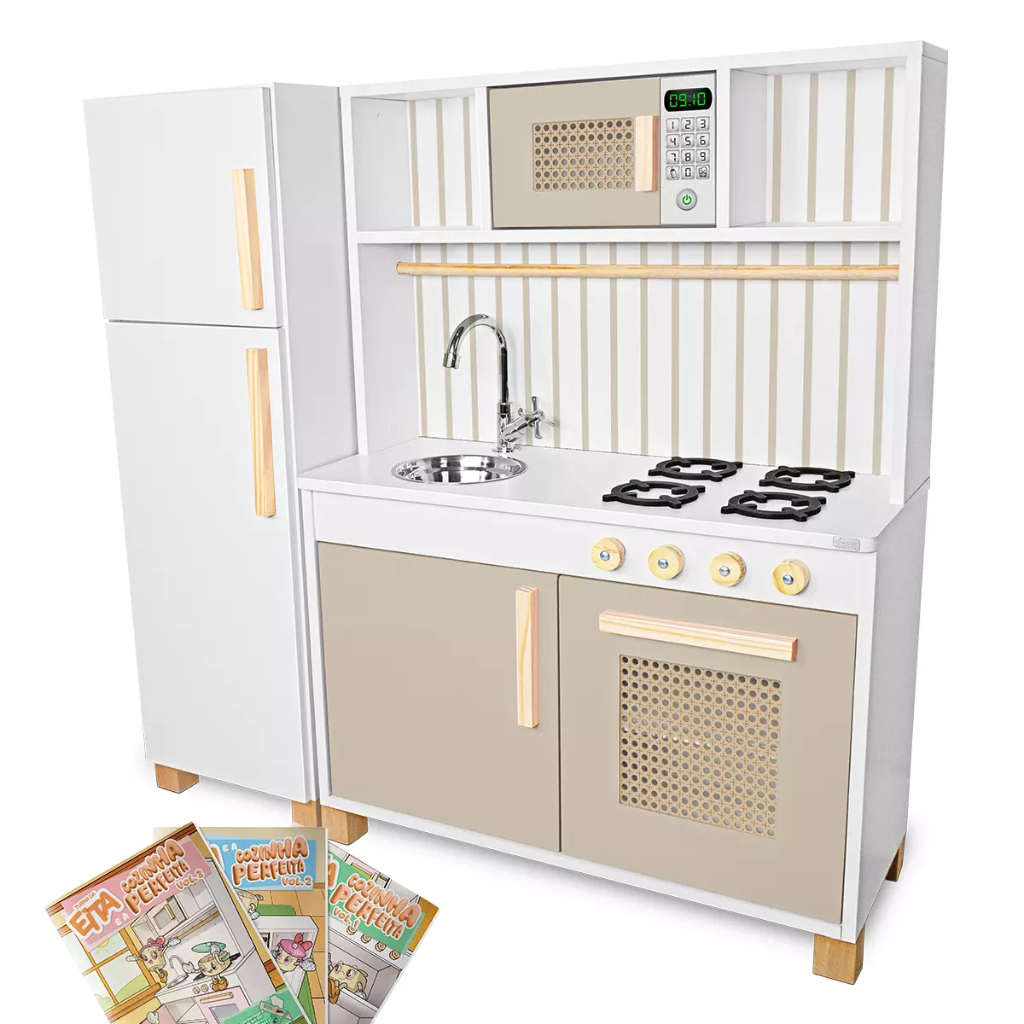 Kit Educativo Cozinha Infantil Retro com Geladeira em Oferta na Shopee