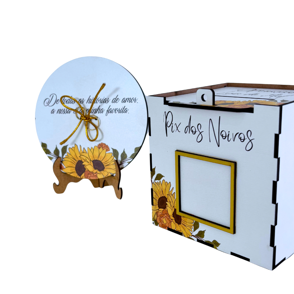 Caixa Corte da Gravata Operação Lua de mel Pix + Porta Aliança Personalizado Girassol em Oferta na Shopee
