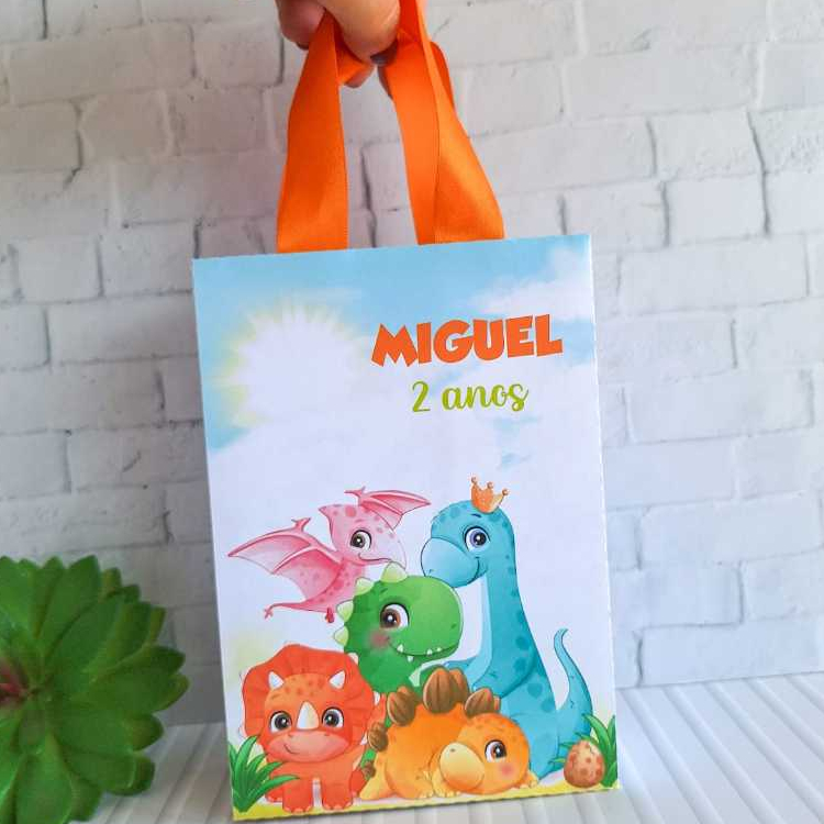Sacolinha personalizada - lembrancinha aniversário - festa infantil - Dinossauro baby