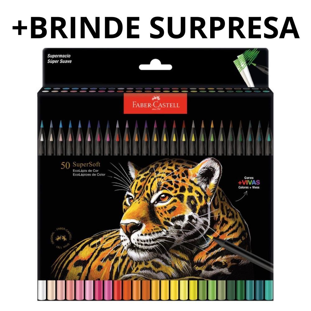 Lapis De Cor Faber Castell 50 Cores Super Soft + BRINDE