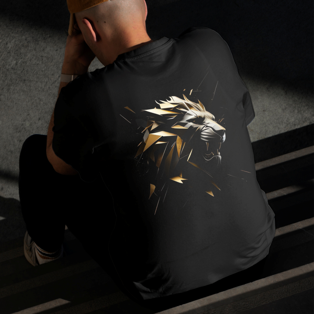 Camiseta Masculina Estampada Leão Quebrado 100% Algodão Estilo Conforto Diário Do Tamanho P ao GG