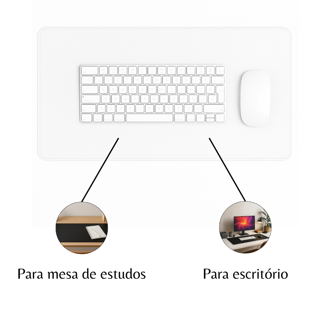 Mouse Pad Grande Couro Sintético Ecológico Branco Premium em Oferta na Shopee