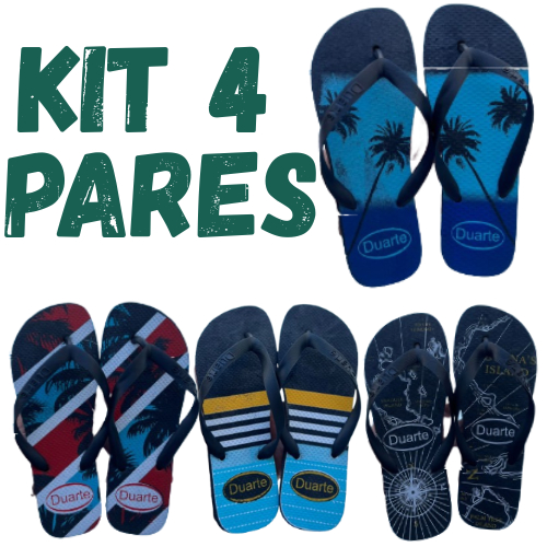 Kit 4 Pares de Chinelo Masculino Adulto Números Combinados