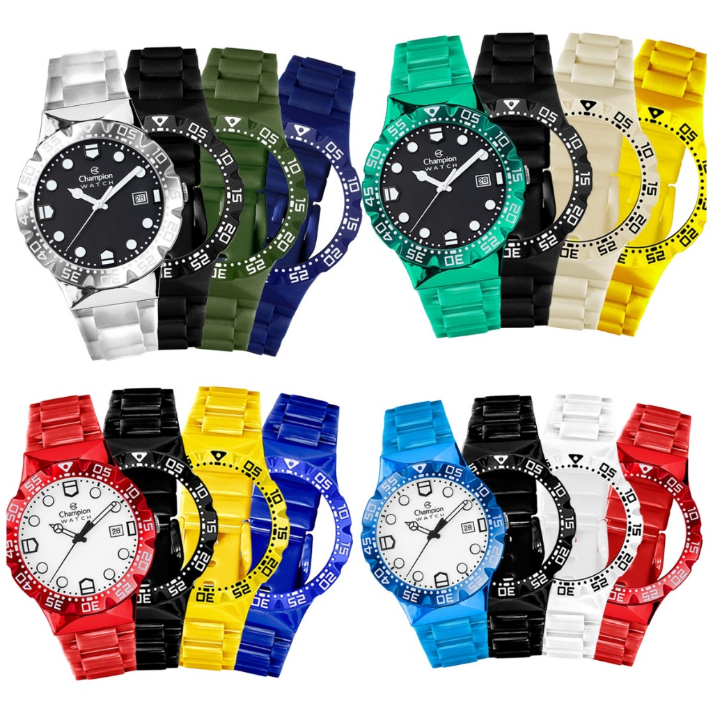 Relogio Champion Original Troca Pulseiras Prova D'água Analógico Varias Cores Lançamento