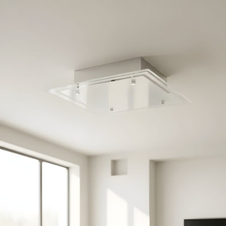 Lustre Plafon De Vidro Fosco Sobrepor Quadrado 26cm X 26cm Para 01 Lâmpada E27 110v  220v Bivolt E27