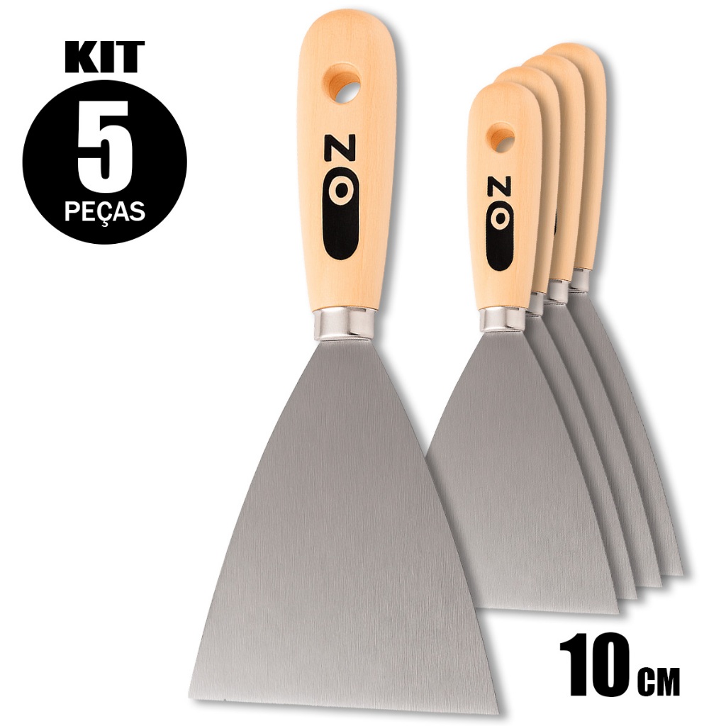 Espátula Multiuso Reta De Aço Cabo De Madeira 100mm 5 Unidades Oz em Oferta na Shopee
