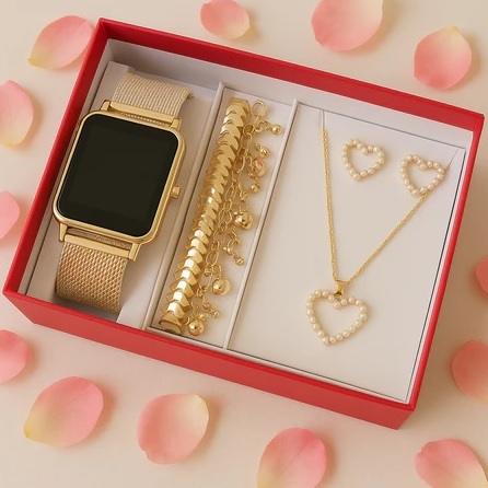 Kit Feminino com Relógio LED + Pulseira e Brinco – Estilo, Elegância e Presente Perfeito 2344