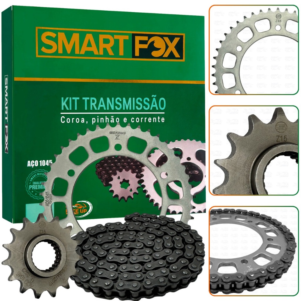 Relação Fazer Fz25 250 2018 a  2025 Kit Transmissão Aço 1045