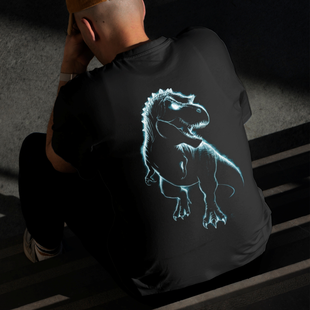Camiseta Masculina Estampada Dinossaro Raio-X 100% Algodão Estilo Conforto Diário Do Tamanho P ao GG