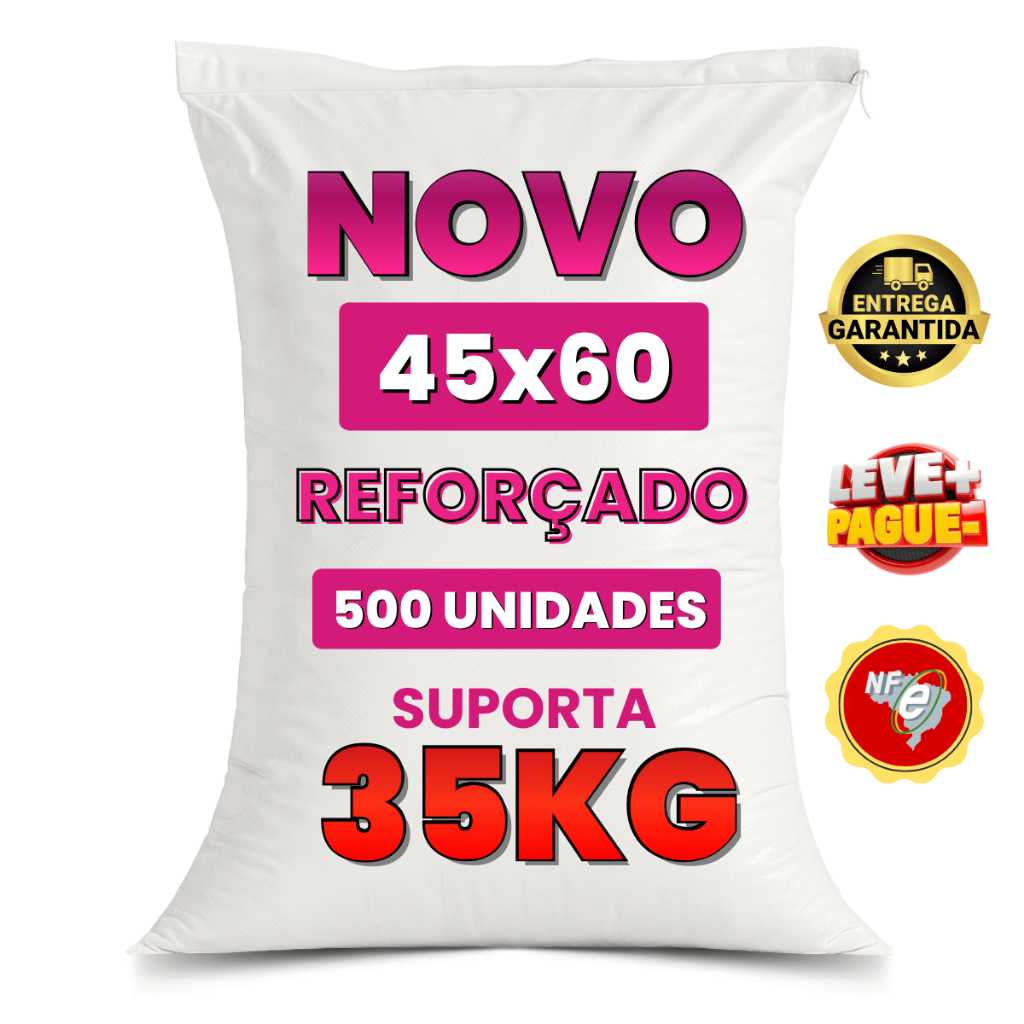 Kit 500 Un Saco Rafia Novo 45x60cm Entulho Obra Milho Ração Resistente ENVIO IMEDIATO