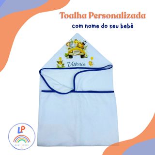 Toalha De Banho Felpuda Bebê  Dupla Face Com Capuz Personalizado Forrada com Fralda em Oferta na Shopee