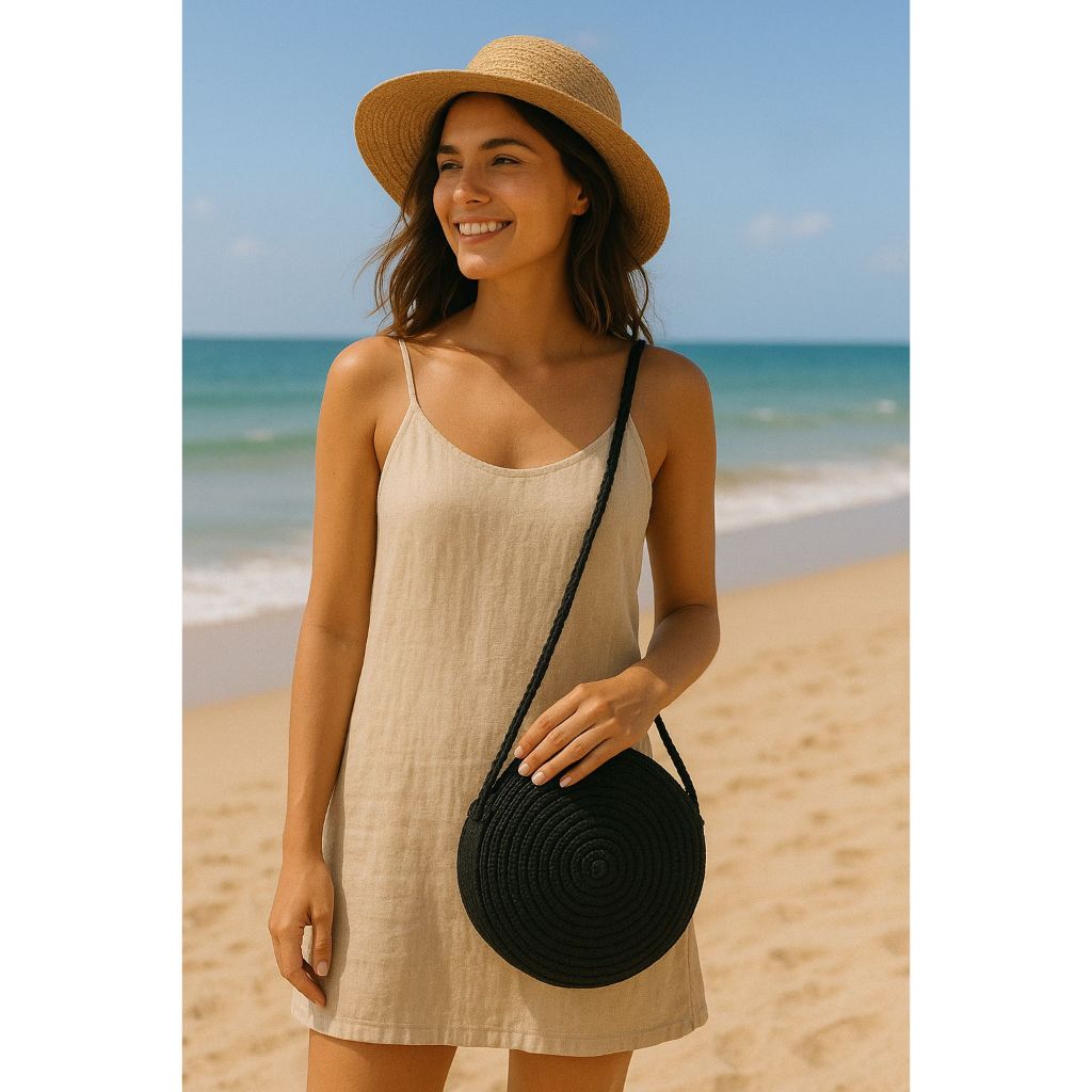 Bolsa Praia Palha Redonda Alça Feminina Verão Espaçosa Piscina Moda Bags Transversal Viagem Veraneio em Oferta na Shopee