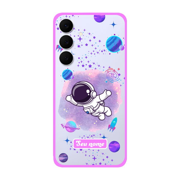 Capinha para Samsung S25 FE Anti Impacto Personalizada - Astronauta Transparente com nome