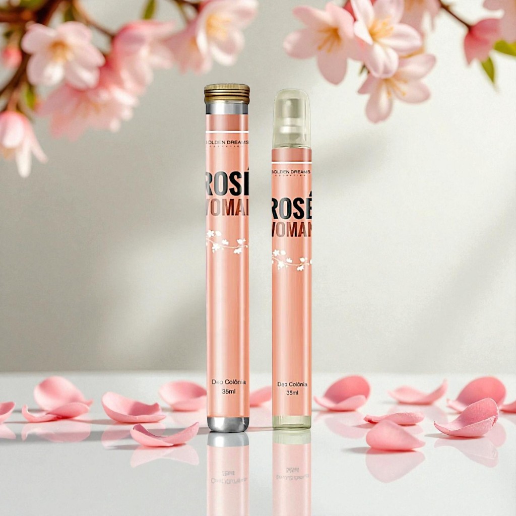 Body Spray Rosé Woman Golden Dream Deo Colônia 35ml – Feminino, Floral Frutado Delicado e Romântico