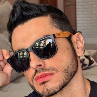 Oculos Redondo de Sol Polarizado Lentes Proteção Oval Haste Bambu Masculino Feminino Lançamento em Oferta na Shopee