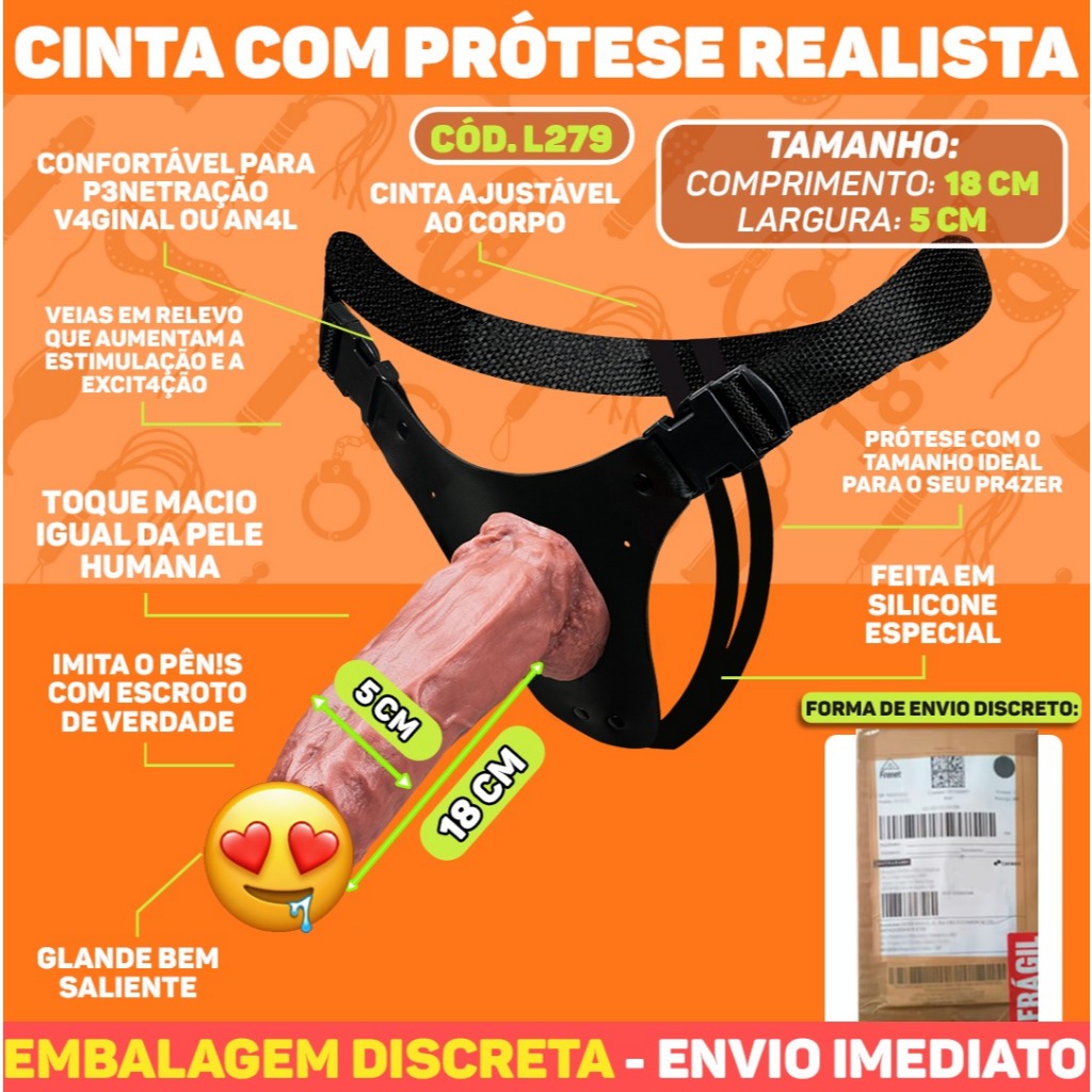 CINTA COM PRÓTESE KONG E ESCROTO DE 18 x 5cm – CHOCOLATE SEX SHOP L279 em Oferta na Shopee