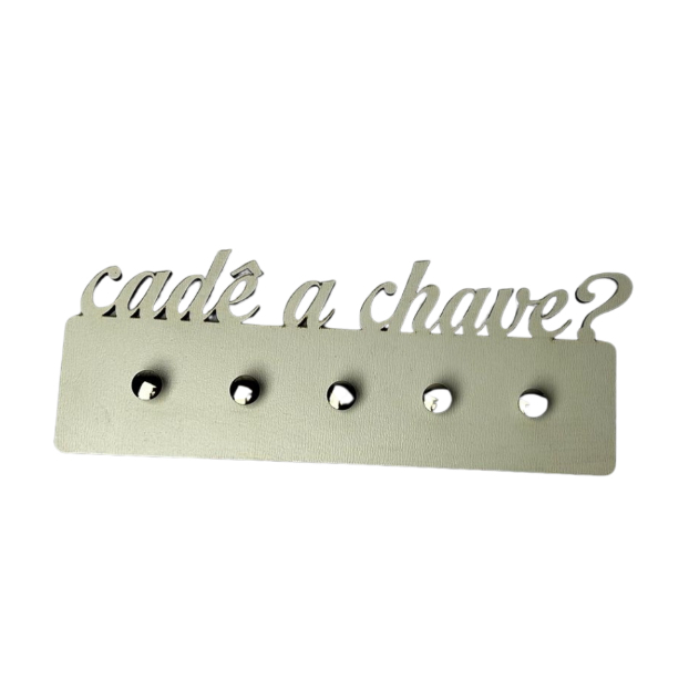 Porta Chaves Cade a Chave MDF Branco Fixação Fita Dupla Face Sem Furo Parede Decoração Cadê a Chave?