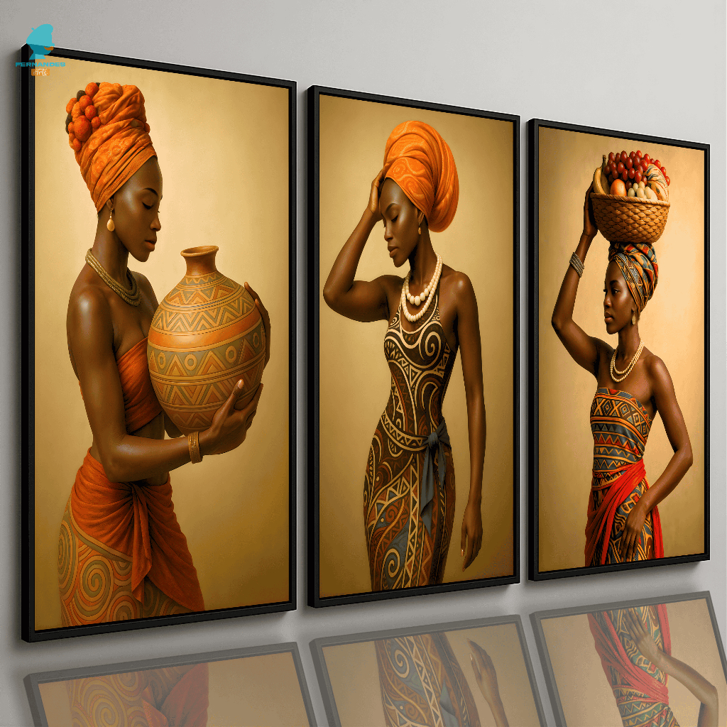 Quadros Decorativos Mulher Negra Cultura Africana Feminino Premium Sala Quarto
