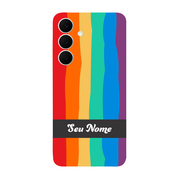 Capinha para Samsung S25 FE Anti Impacto Personalizada - Arco Íris Colorido LGBT LGBTQIA+ com nome