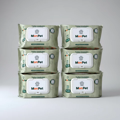 Toalha Lenço Umedecido Para Caes E Gatos Pet 6 Pacotes C/ 50