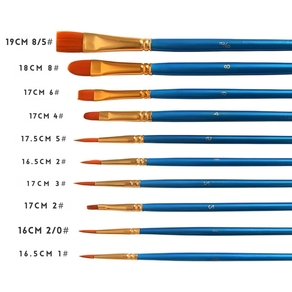 Detalhes do Kit 10 Pincéis Artísticos para Pintura Pincel com Cerdas Macias para Aquarela Óleo Guache Acrílica