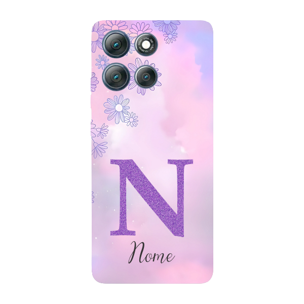 Capinha para Samsung S25 FE Anti Impacto Personalizada - Delicate Flowers Lilás com nome e inicial