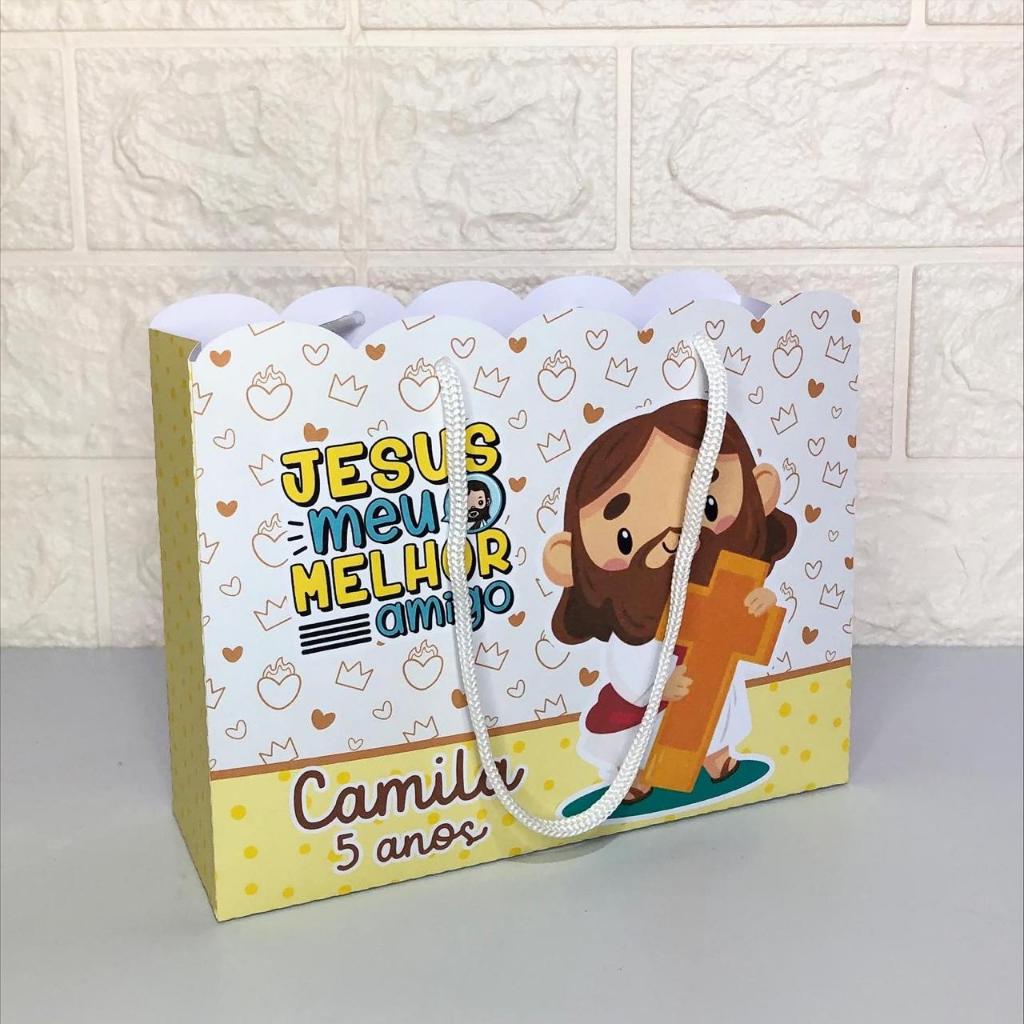 Sacolinha Personalizada Lembrancinha Aniversário Jesus Meu Melhor Amigo, Personalizados Pegue e Monte