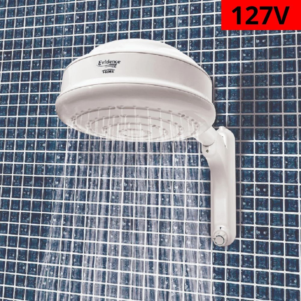 Ducha Evidence Eletrônica FAME 127V 5400W com Controle Gradual de Temperatura e Super Espalhador