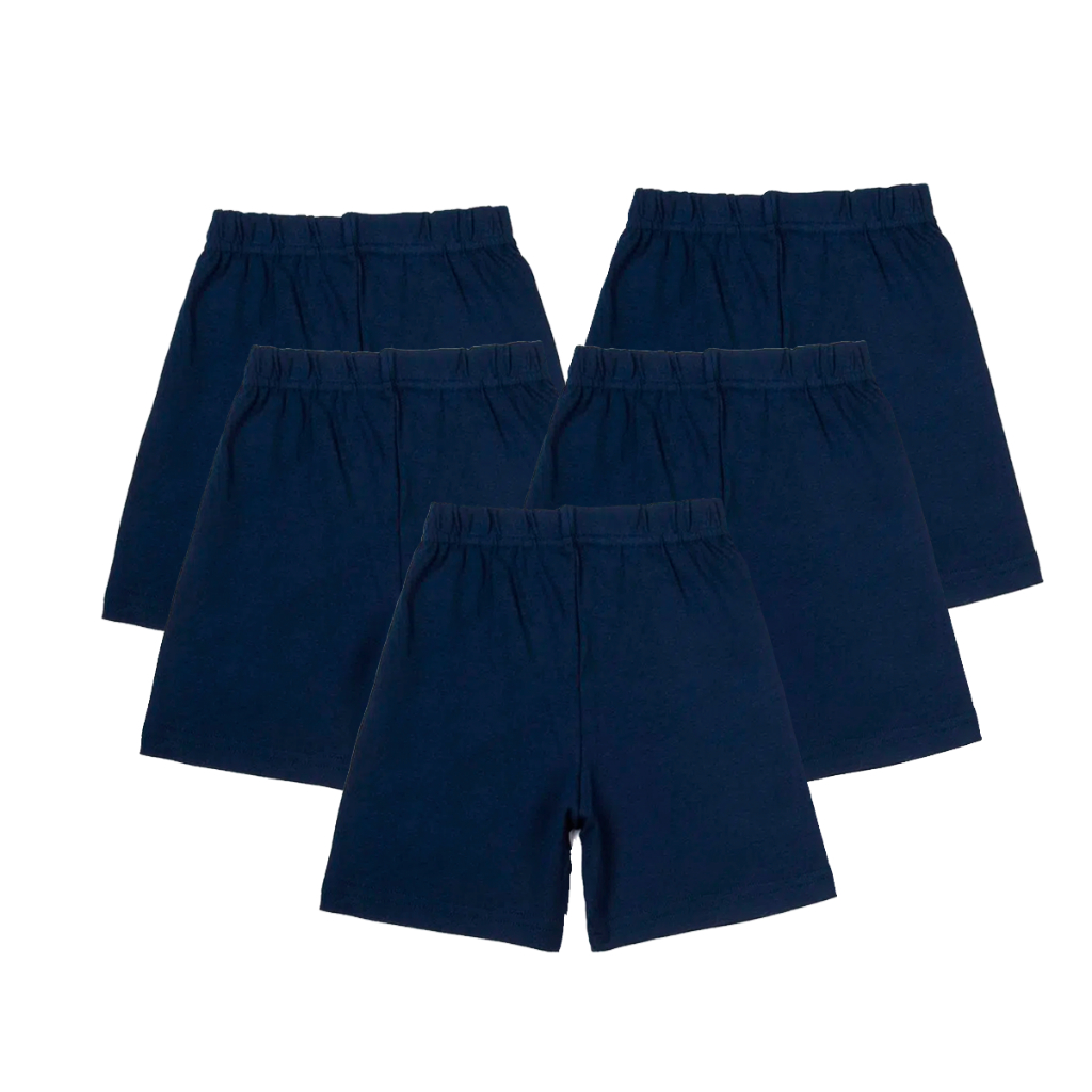 Kit 5 Bermuda Escolar Menino Infantil Liso Meia Malha 100% algodão Tecido Leve