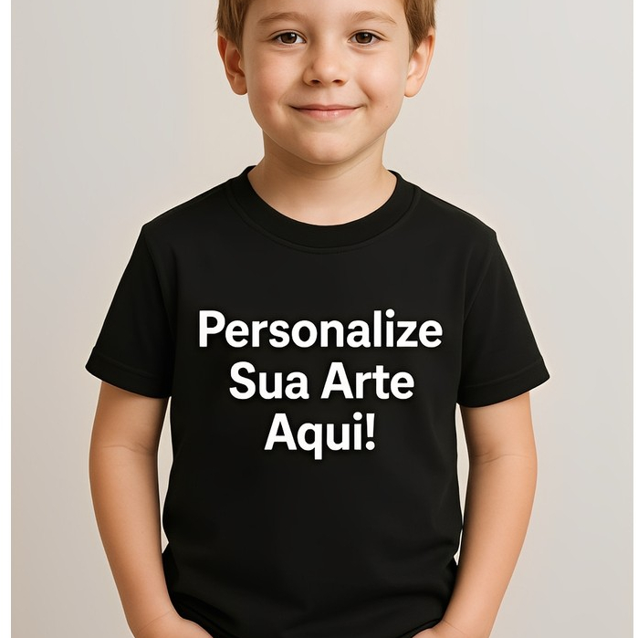Camiseta Infantil Personalizada Com Sua Arte Somente Na Frente ou Somente Nas Costas Estampa Grande