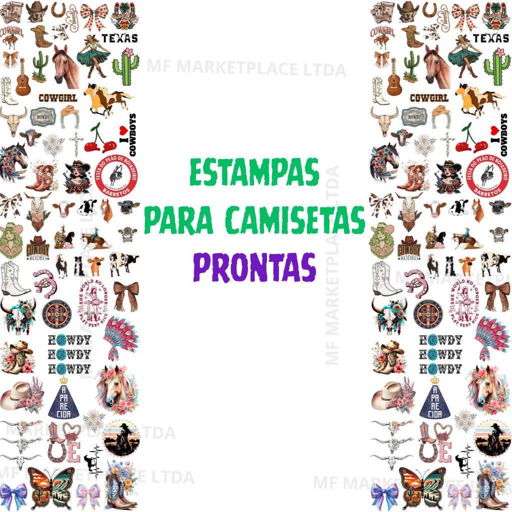 Estampa Country DTF Textil Impressão Aplique Termocolante Estampa Para Calças Jeans e Tecidos Envio No Mesmo Dia