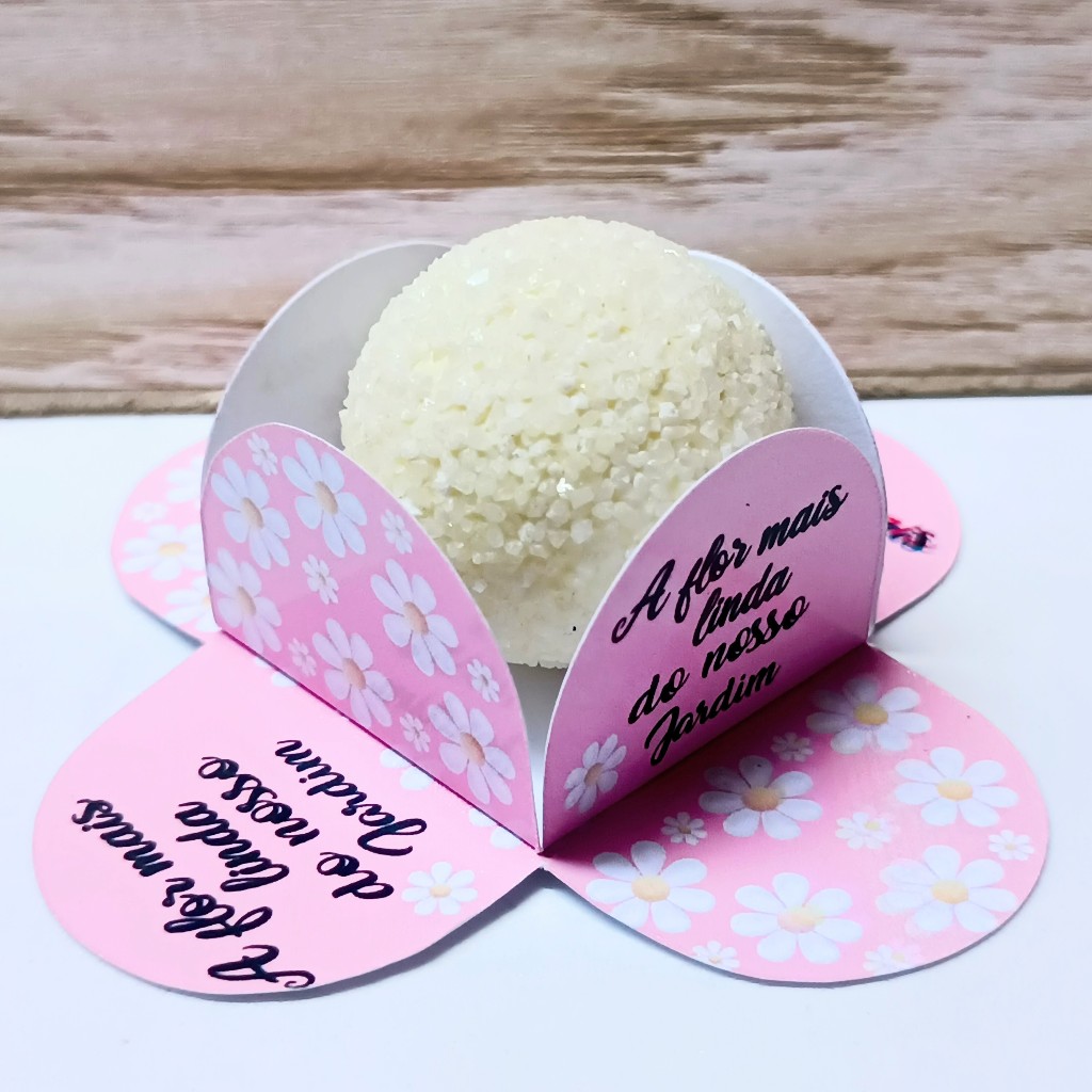 Forminhas Doce Brigadeiro Margaridas Rosa Personalizadas  Kit Festa Aniversário Lembrancinhas