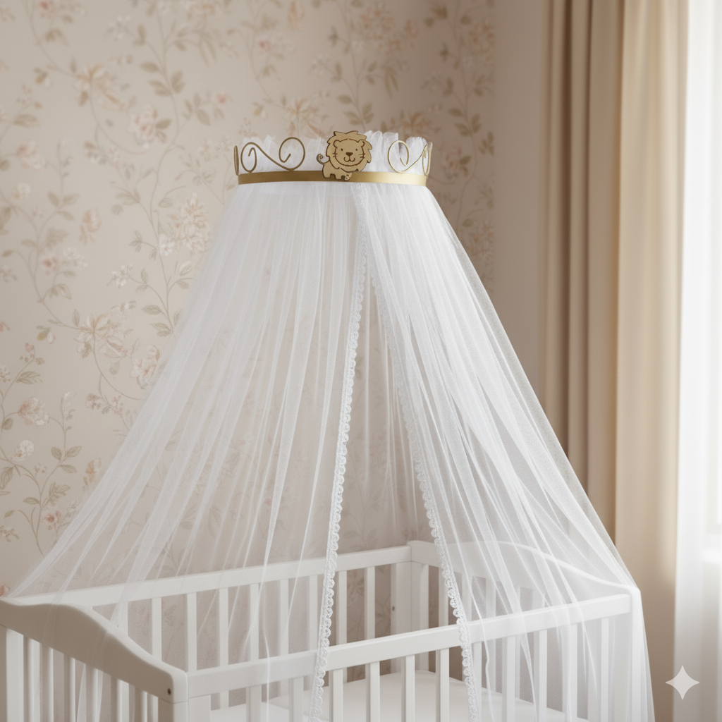 Dossel Dorcel Rococo Dourado Rei Leão Com Mosquiteiro