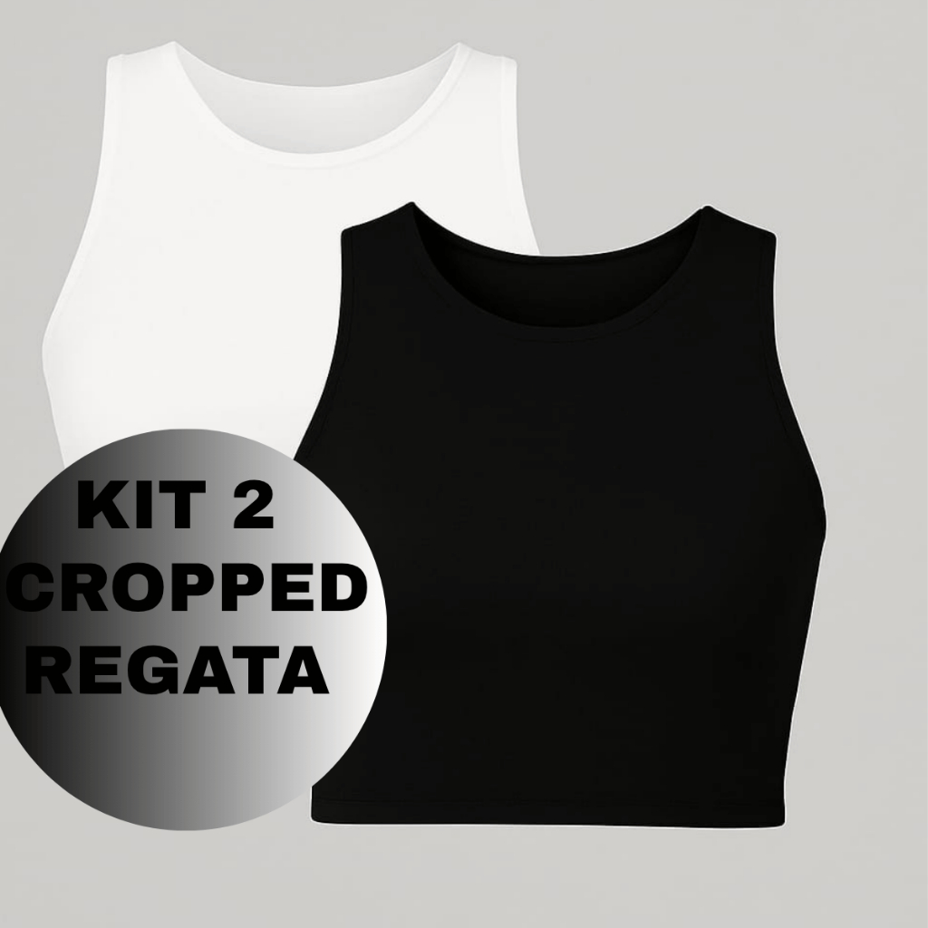 Kit 2 Cropped Feminino Regata Liso Micropremium Para academia-Festas Verão Forro Duplo Premium em Oferta na Shopee