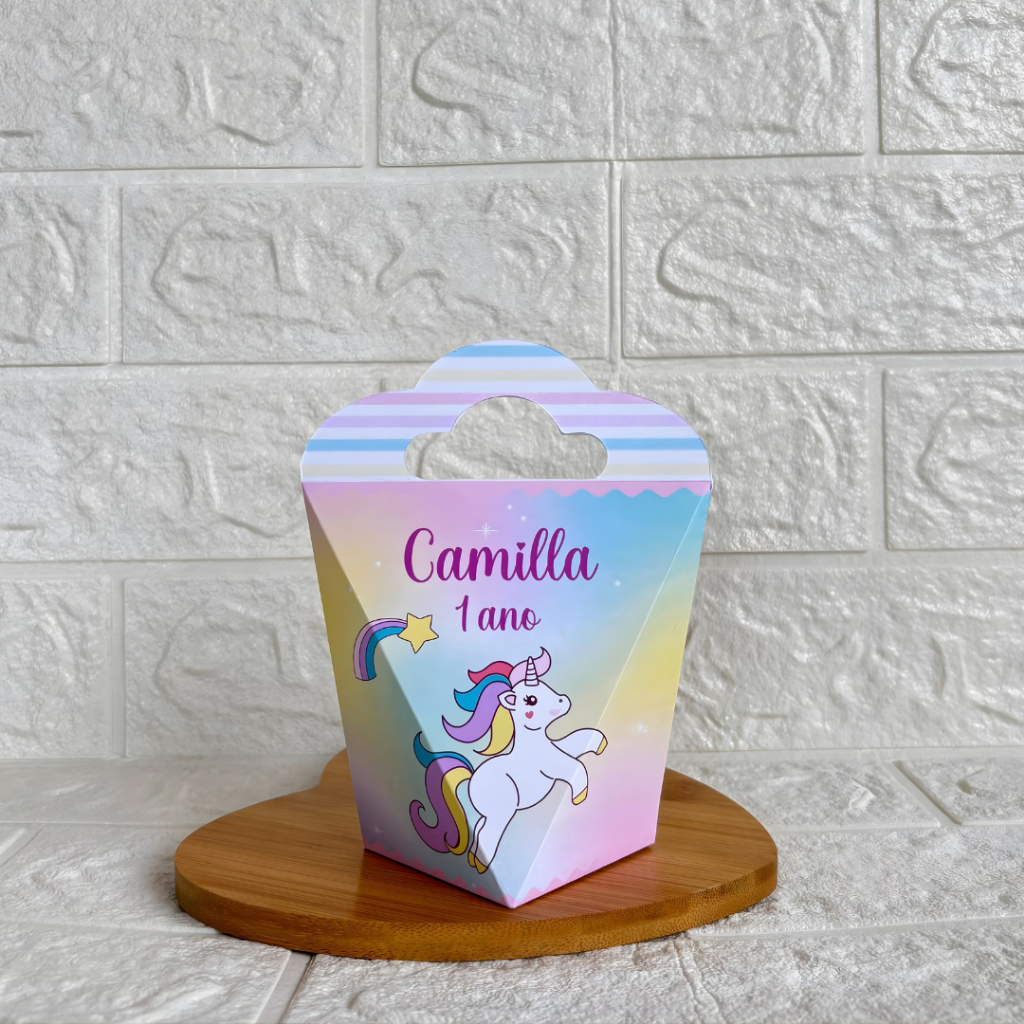PEGUE E MONTE - Caixinha Coração Triangulove personalizada Unicórnio -  Lembrancinhas -  Festa de Aniversário