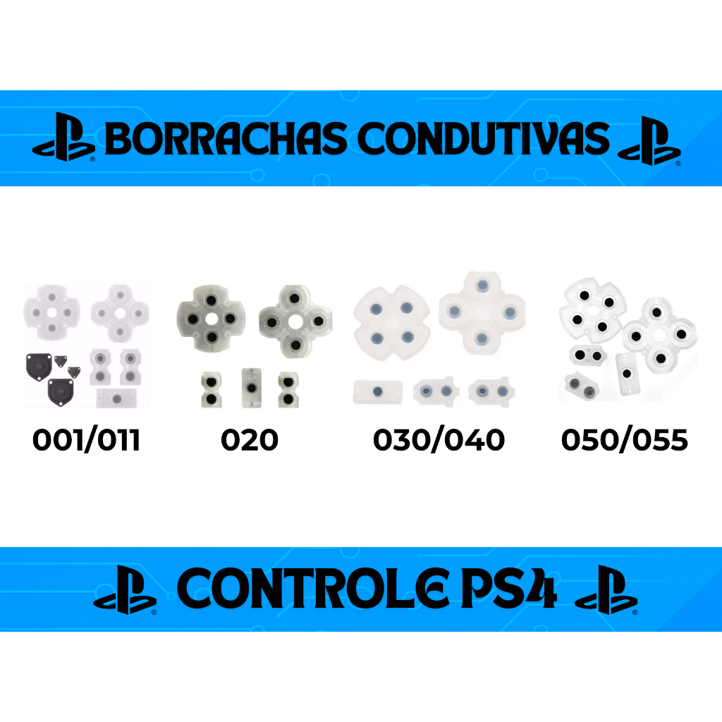 Borrachas Condutivas Jdm/jds 001/011 020 030/040 050/055 Compatível Com Ps4 em Oferta na Shopee