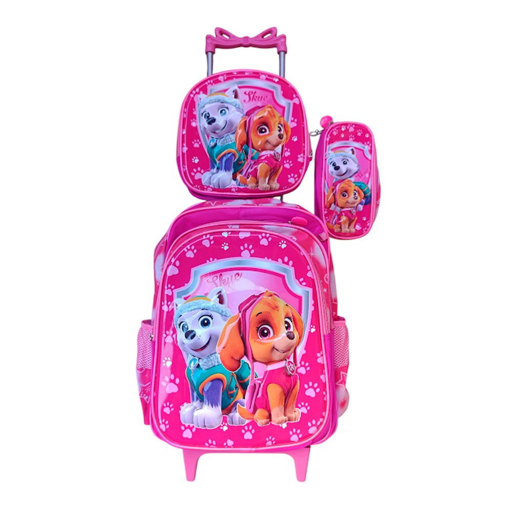 Kit Mochila Patrulha Canina Feminina com Rodinhas em 3D + Lancheira Térmica + Estojo Escolar em Oferta na Shopee