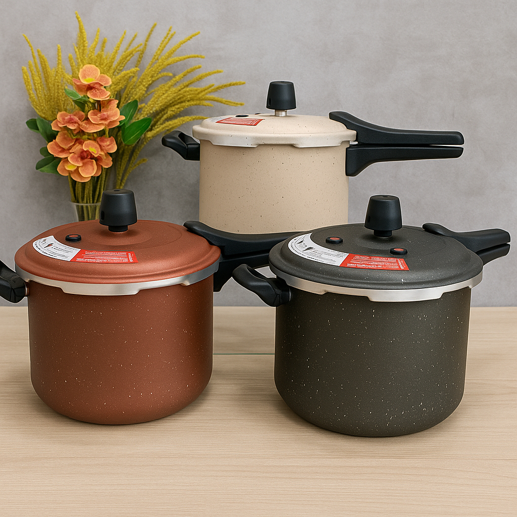 Panela de Pressão 5,0 Litros Grande Antiaderente Fechamento Externo 4 Válvulas Teflon Patolux