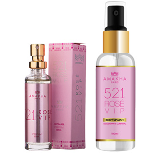 Kit Body Splash e Perfume 521 Rosé Amakha Paris Árabe Feminino em Oferta na Shopee