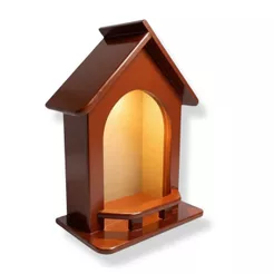 Oratorio Capela Madeira Para Imagem até 40cm com Luz