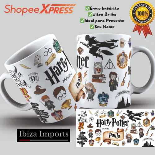 Caneca Harry Potter Personalizada 2025 Edição Especial Cartoon Presente com Nome
