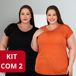 Kit 2 Blusa Blusinha Plus Size Maior com Manga na Viscolaycra Moda maior G1/G2/G3 Plus Size Feminina Escolha a cor em Oferta na Shopee