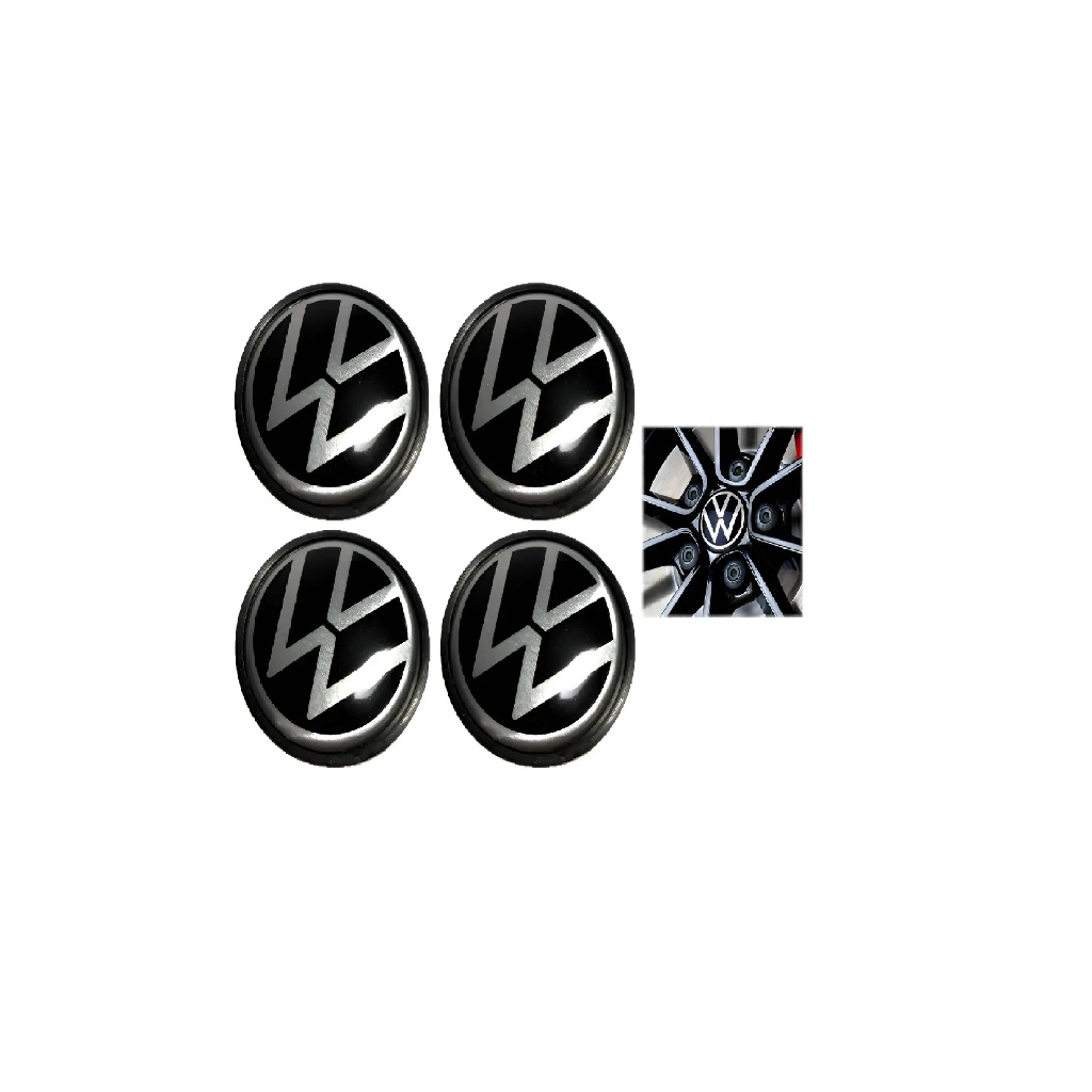 Emblema Roda  Calotinha Miolo Volkswagen Gol Voyage Saveiro T-cross Fox Crossfox Spacefox  Nivus Virtus Polo Preto 55mm
