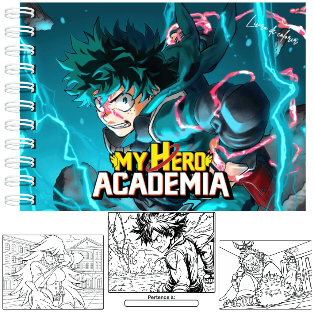Livro de Colorir Inspirado Anime My Hero Academia Boku no Hero A5 Capa Dura 50 Folhas 180g em Oferta na Shopee