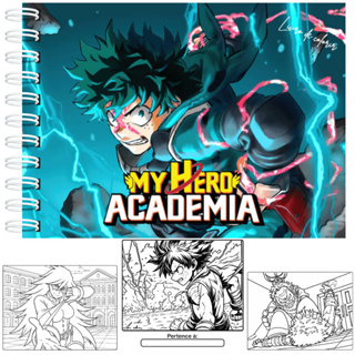 Livro de Colorir Inspirado Anime My Hero Academia Boku no Hero A5 Capa Dura 50 Folhas 180g em Oferta na Shopee