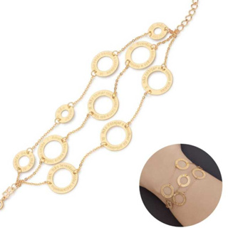 Pulseira Rommanel Dez Mandamento Pulseira Tripla Folheada a Ouro Original antialergica 552228 em Oferta na Shopee