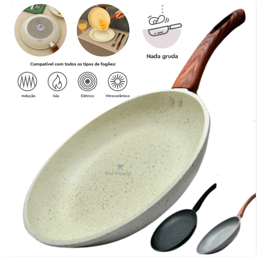 Frigideira Antiaderente Cerâmica 20cm e 24cm Não Gruda Indução Ovos Frita Sem Óleo