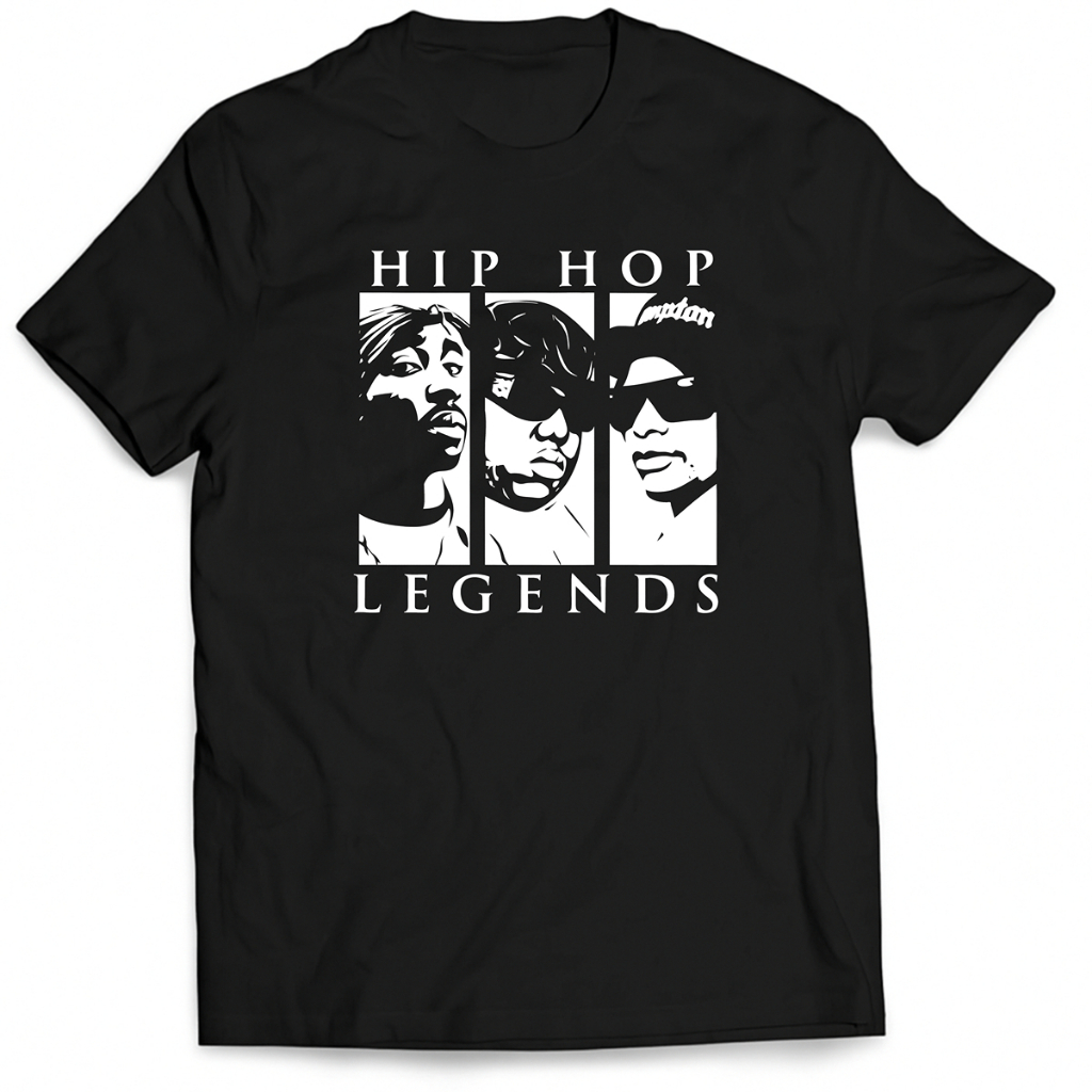 Camiseta Hip Hop Legends 3 Lendas do Rap e Hip Hop 100% Algodão Unissex
