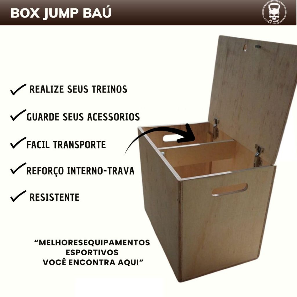 Caixa de Salto BAÚ Crossfit - Box Jump Baú 75x50x60 - Jump Box OFICIAL