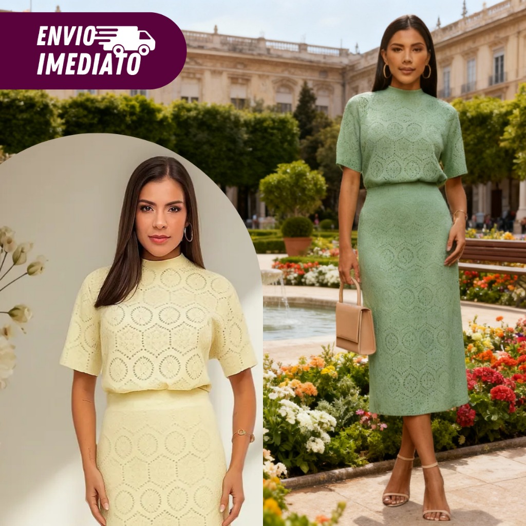 Conjunto Feminino Saia Midi Forrada + Blusa Social Ampla Moderna em Oferta na Shopee